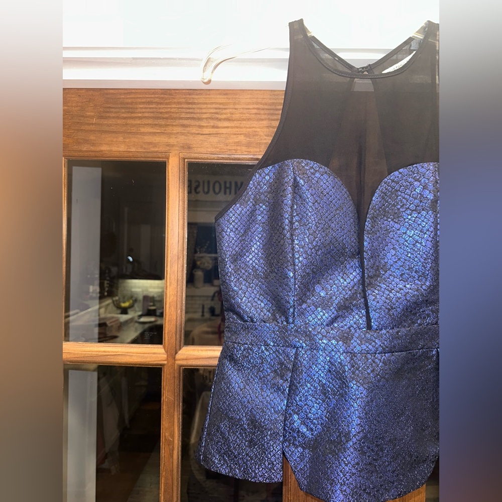 EUC‎ Mustard Seed Size Medium Elegant Blue Sleeveless Top - Picture 4 of 7
